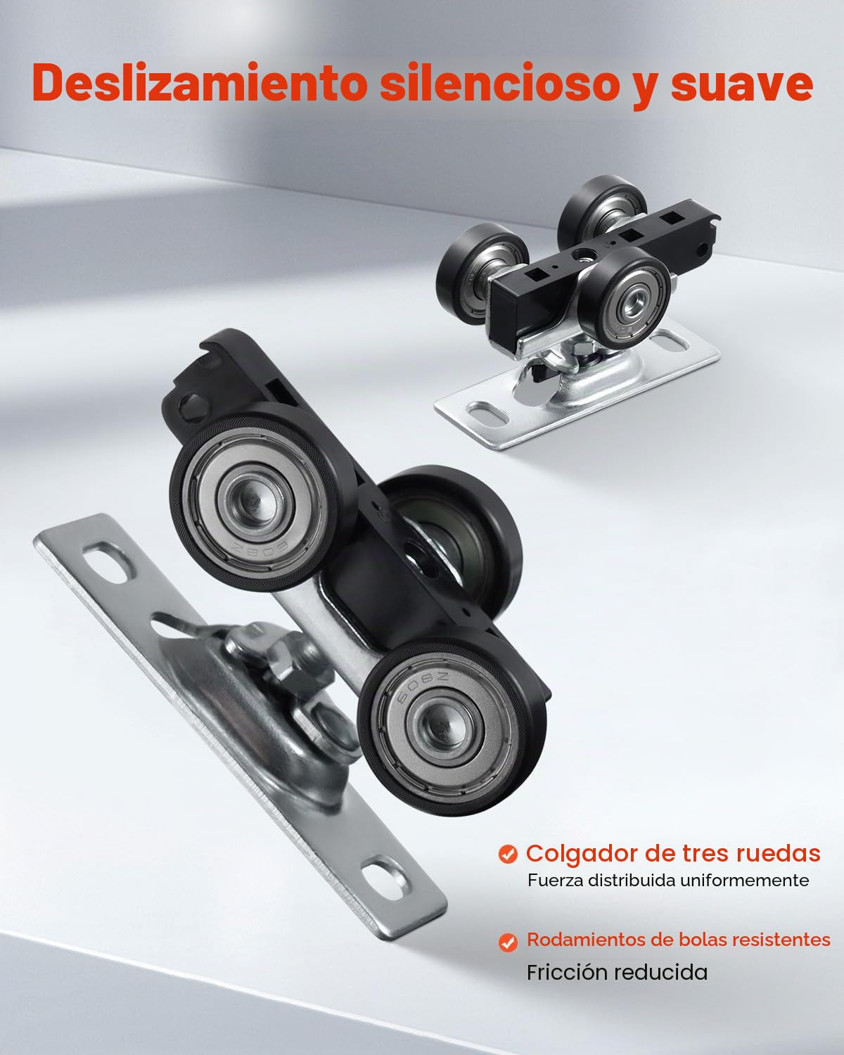 VEVOR Kit de Herrajes para Puertas Corredizas de 1828 mm de Aleación de Aluminio para Puertas Corredizas de Armario con Tiradores, para Sistema de 2 Puertas para Puertas de 35-45 mm de Grosor