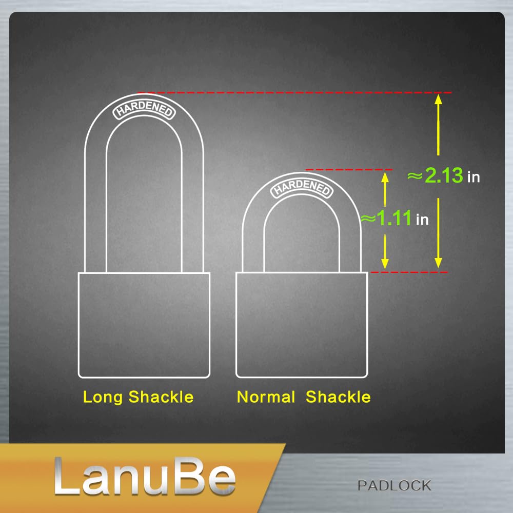 LanuBe - Candado de acero inoxidable 304 con llaves idénticas para uso en exteriores, cuerpo de 4,5 cm de ancho, cuerpo de acero inoxidable, asa normal