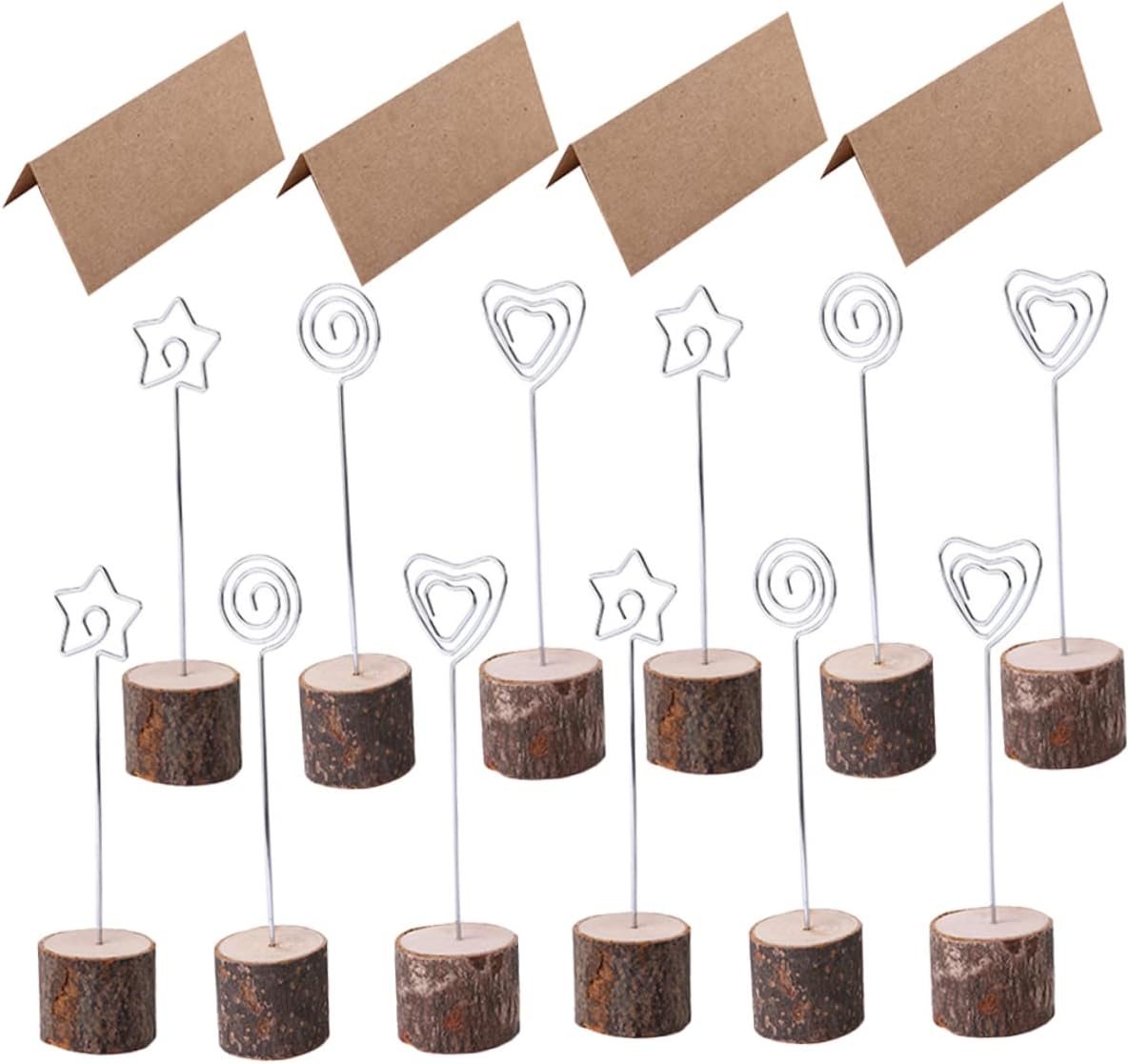 60Pcs Clips Photo Holder Stands Rustic Round Wood Base Menu Clips for Weddings Table Cards Memo Display for Events and Parties