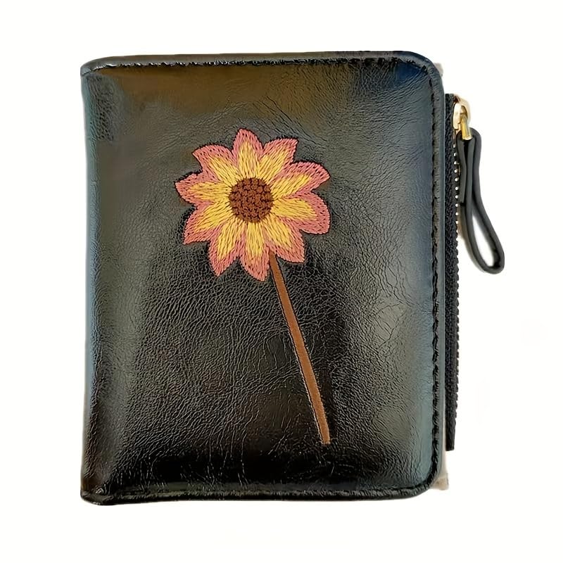Retro Flower Pattern Short Wallet, Classic Clutch Coin Purse, Textured Card Holder3