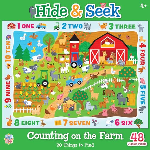 MasterPieces Nature Puzzle - Hide & Seek 48 piezas - Contando en la Granja - 19"x14" miniatura 1