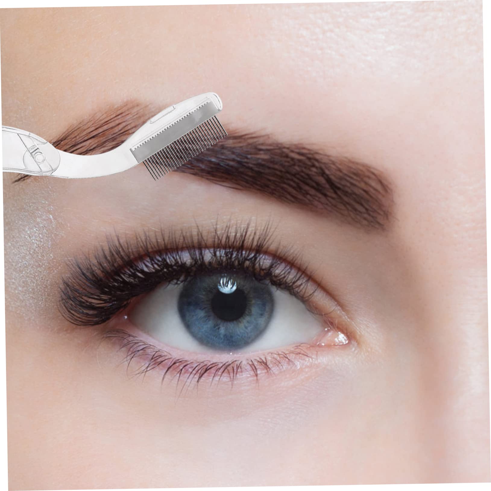 FRCOLOR 10 Peine plegable para cejas de acero inoxidable, herramientas para extensiones de pestañas, peines de pestañas portátiles, herramienta de maquillaje, peine de belleza para cejas, cosméticos