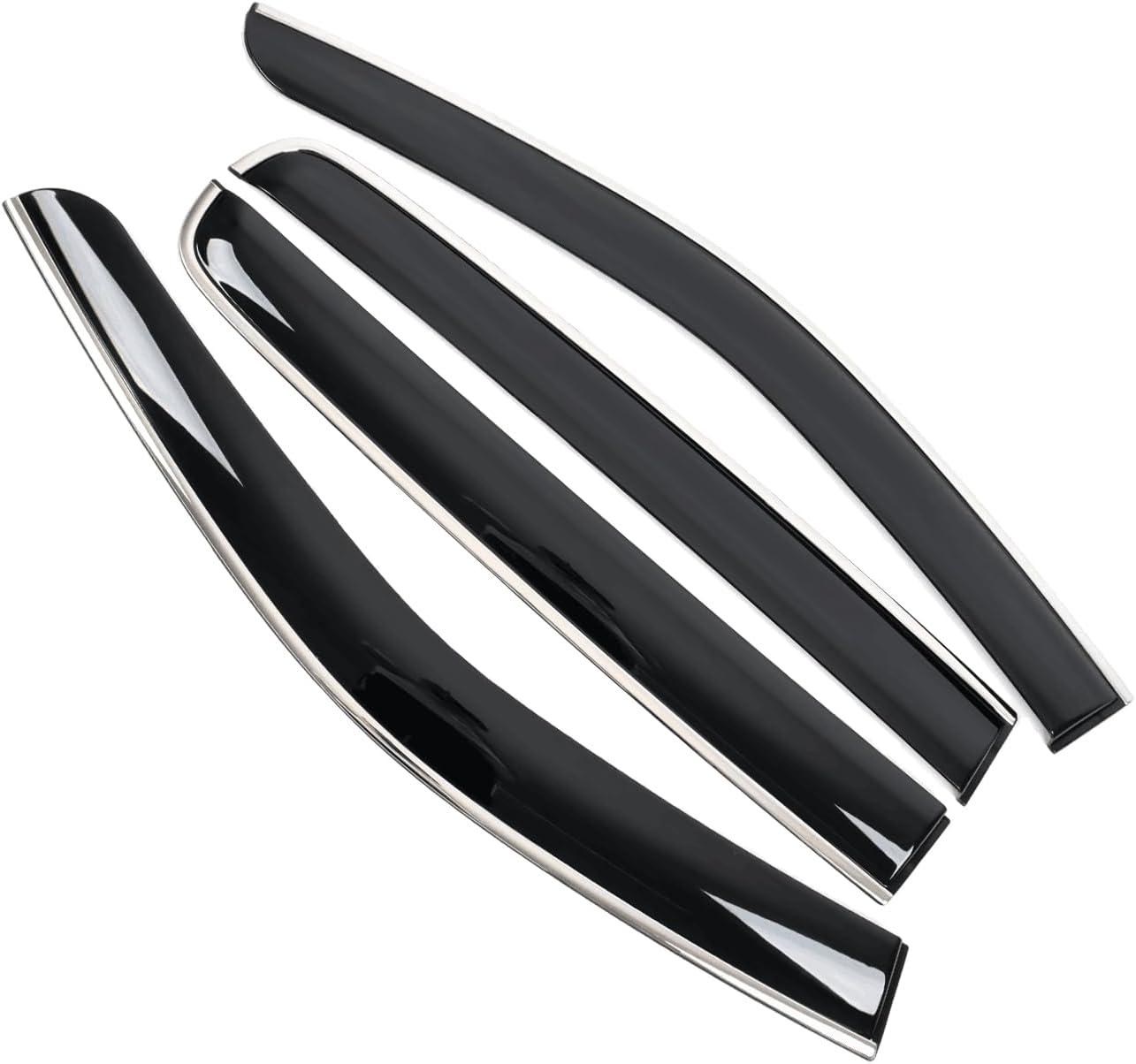 4Pcs for Ford Ranger 2023 2024 Window Visor Rain Guard Deflector Chrome Trim Smoke, Car Window Visors Rain Sun Guard Vent