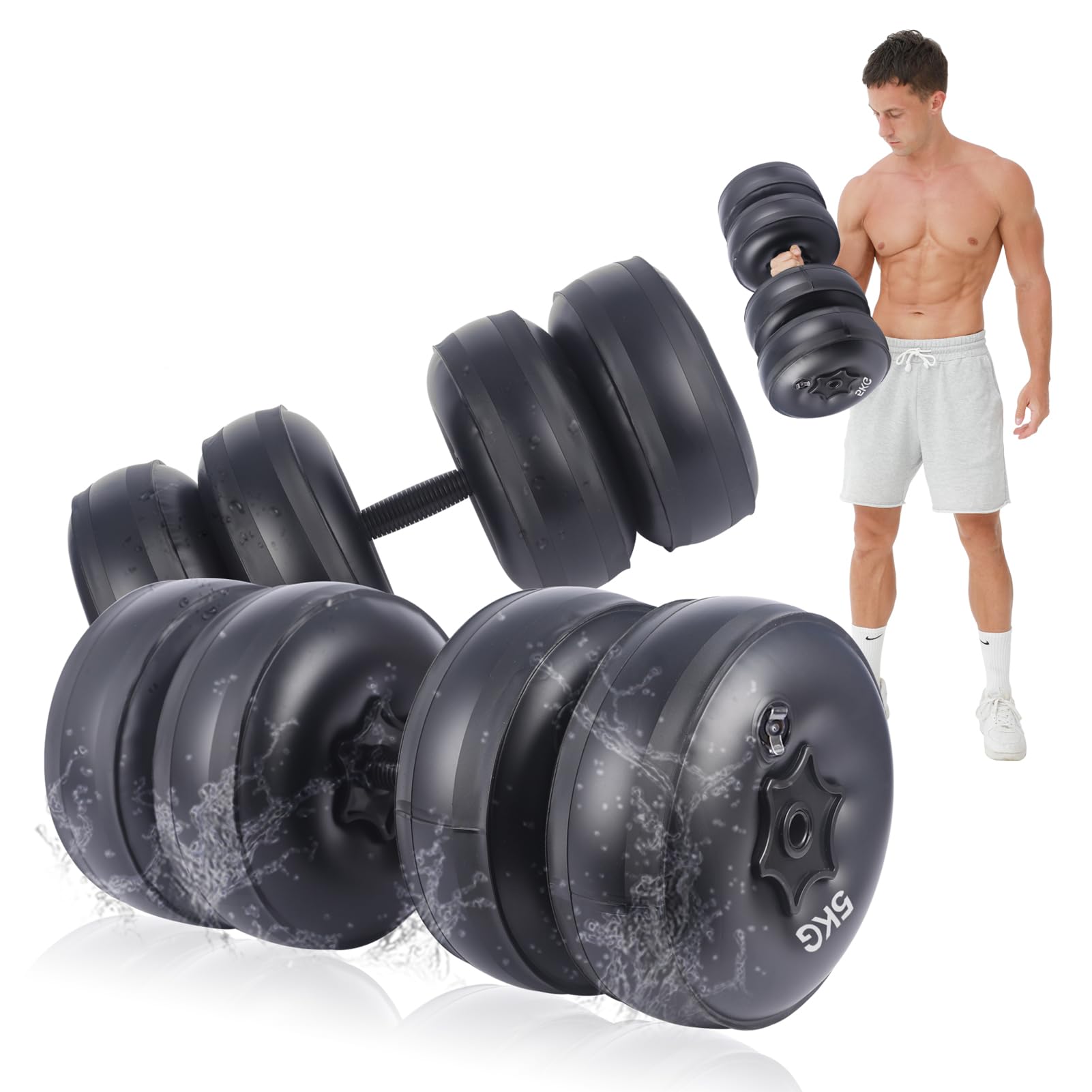 Set di Manubri Pesi Acqua 6/8 kg, 2 in1 Regolabili Manubri Acqua, Manubri da Viaggio, Manubri Palestra Portatili Per Bodybuilding Fitness Sollevamento