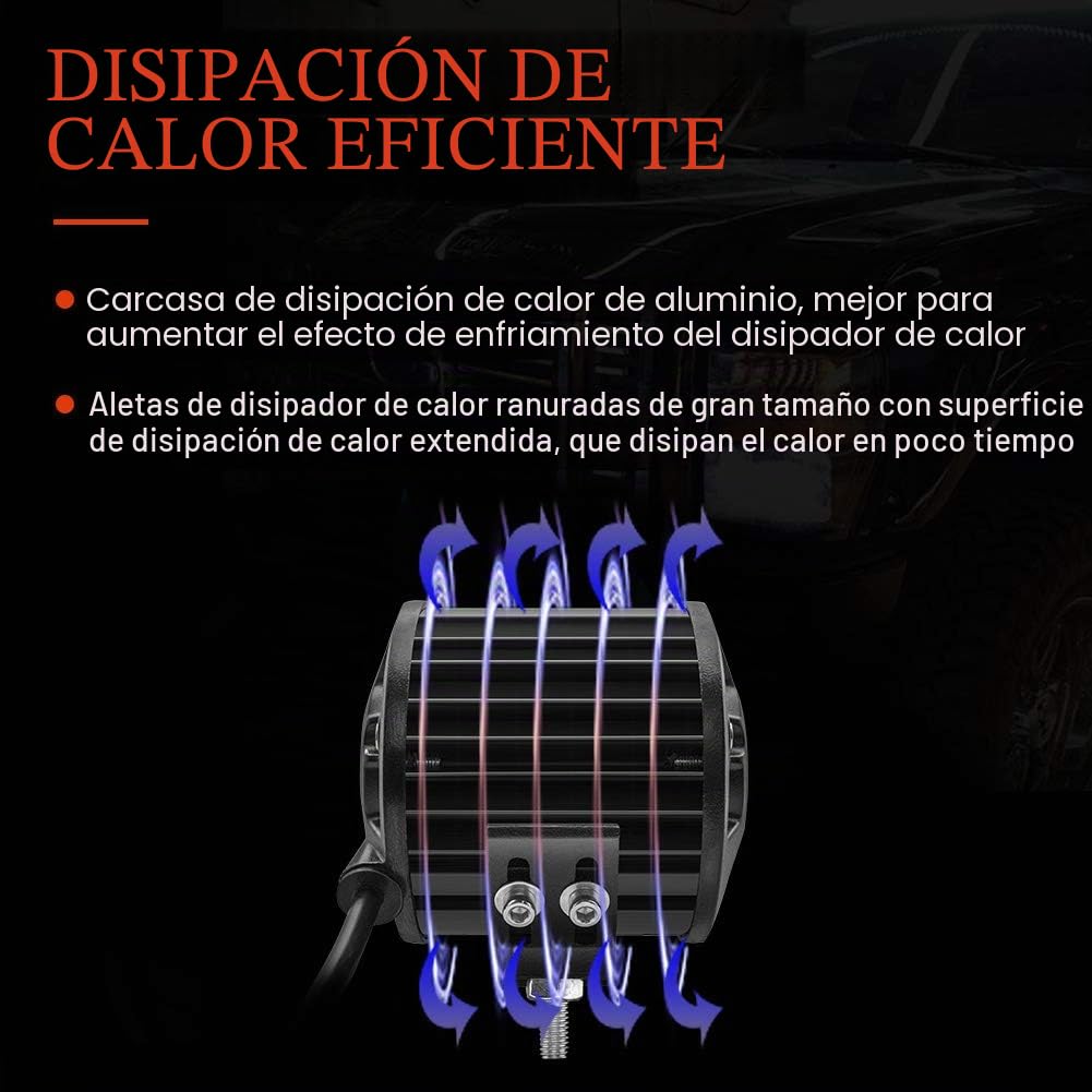 Safego 4" 60W Faro Trabajo LED Focos de Coche 12V 24V Faros LED Tractor 6000LM 6500K IP67 Impermeable Off-Road Foco de Trabajo Led para Tractor Camión Moto ATV SUV Barco, 10PCS