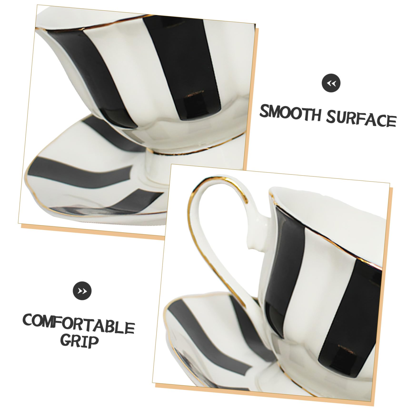 Tazza da Caffè Piattino e Superficie Liscia Set 1 Nero in Ceramica Grande Capacità Stile Europeo per Latte e Coffee