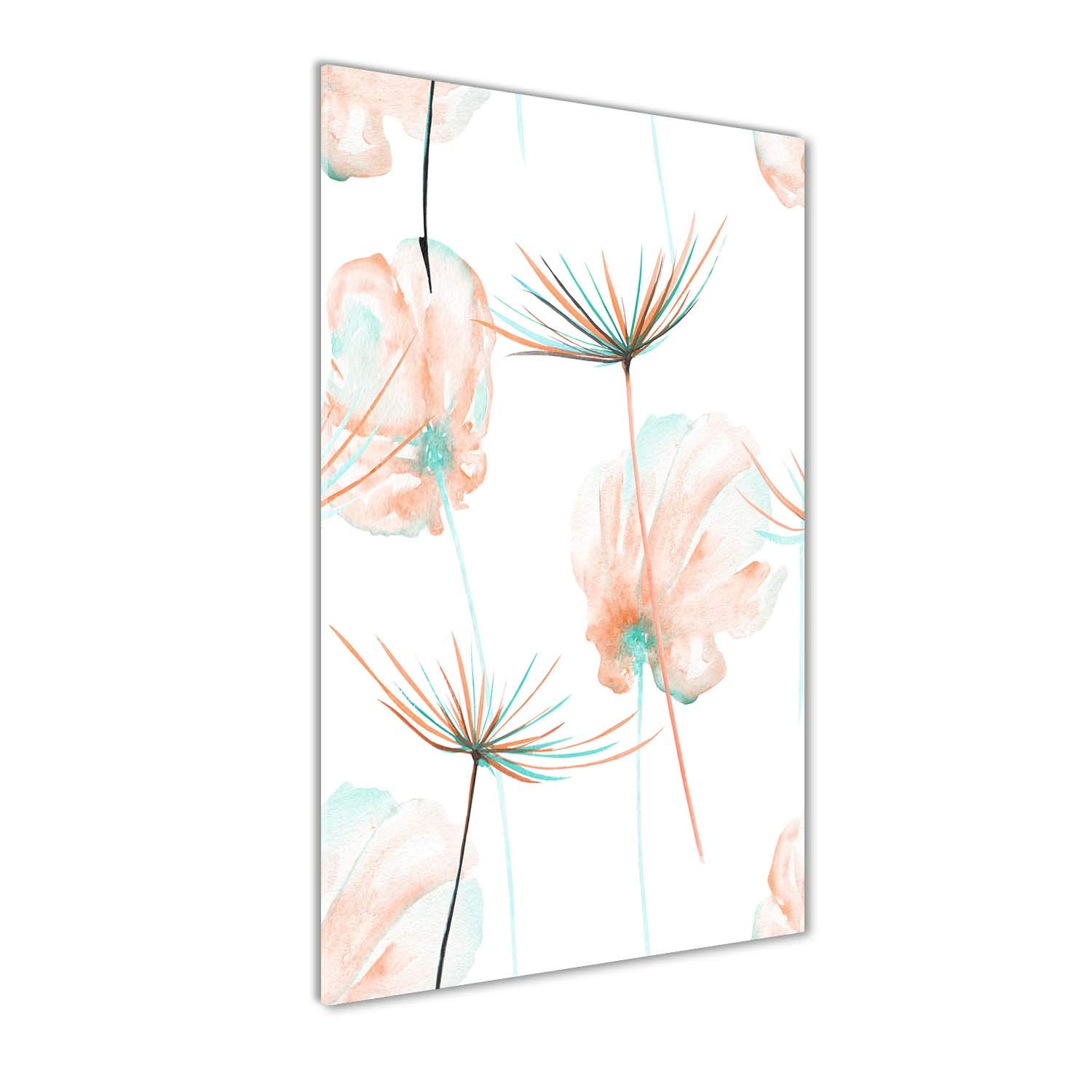 Tableau fleurs sauvages orange en verre panoramique 60x120cm haute definition