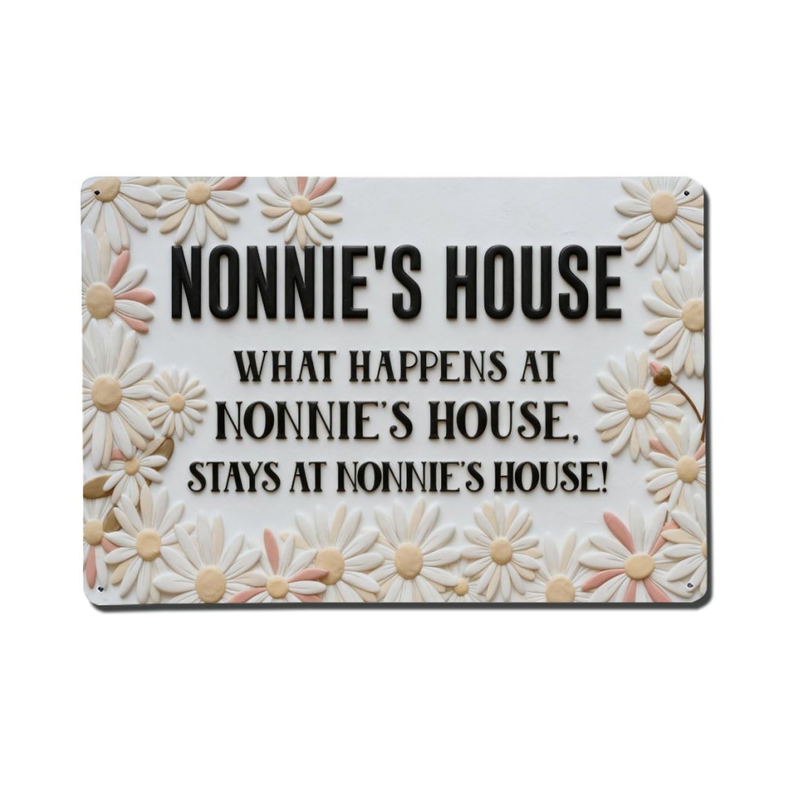 Daisy Flower Border Pattern Print Metal Tin Sign Plaque
