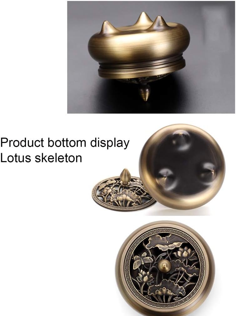 Incense Burner Holder with Cover Incense Stick Holder Copper Alloy Cover Cone Coil Aromatherapy Censer for Home Decoration (Color : Purple Lotus B)