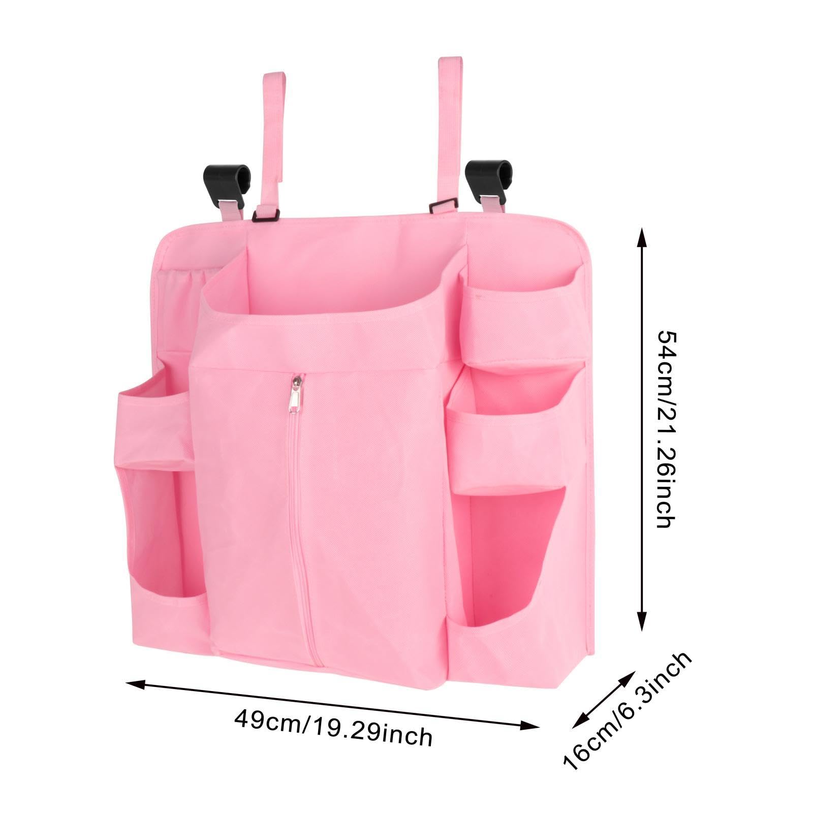 Qectial Hängende Windelorganizer Aufbewahrung mit Stabilem Pp-Board Und 13 Taschen für Windeln Babyzubehör für Wickeltisch Babybett Und Kinderzimmer, Rosa