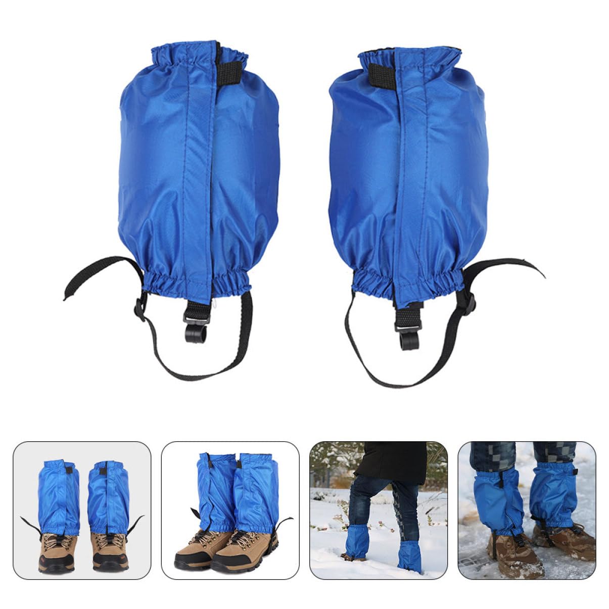 Kisangel Polainas Impermeables Ajustables para Senderismo y Nieve Protección para Piernas y Botas Outdoor Antidesgarro Azul