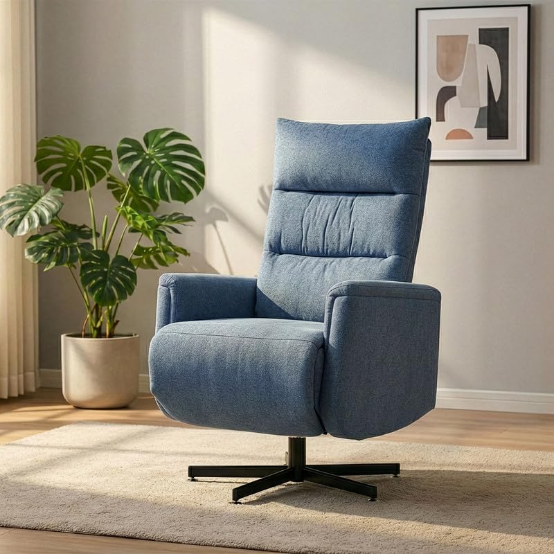 Image of Royaloak Austin Power Motion Recliner Chair 1S, High Backrest and Headrest, Fabric Upholstery, Swivel and Power Recline, Sturdy 5-Point Metal Base, Adjustable Seating Chair