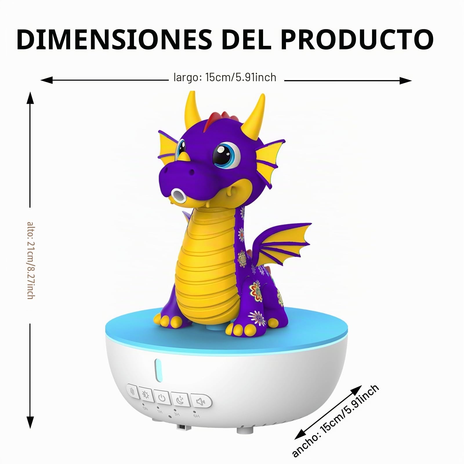 Diffusor de Aromas con Ruido Blanco, Humidificador para Niños de 200 ml con Mando a Distancia y Función de Temporizador 1/3/6 H, Diffusor de Aceites Esenciales para Dormitorio (Morado)