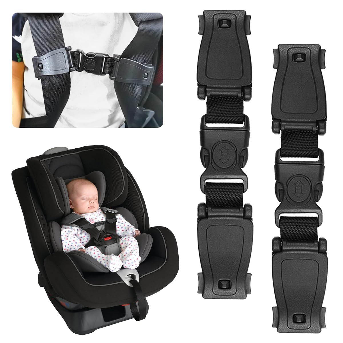 Ruikdly Clip Seguridad Asiento Coche Bebé 2 Piezas Hebilla para Un Cinturon de Seguridad para Cincha Máx de 5 cm Clip del Pecho del Asiento del Niño para Asientos Niño Asientos Automóviles