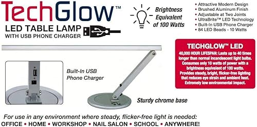 Miniatura 3 de Americanails TechGlow Lámpara de mesa LED + cargador de teléfono USB