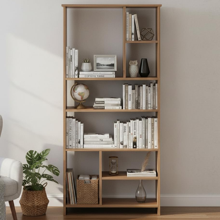 Arvin Book Shelf Cabinet and Bookcase Display Unit (Exotic Teak)-image-7