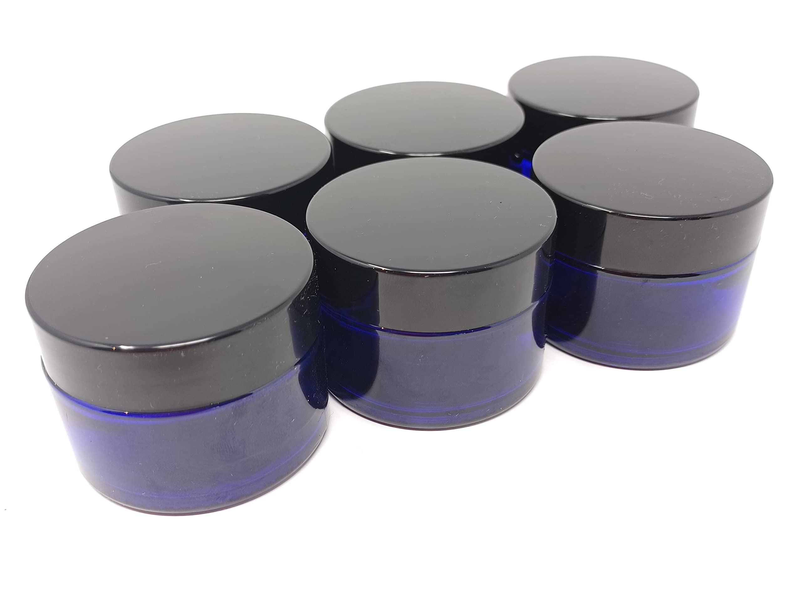 Aura Blue 30Ml Glass Jars With Black Lids - Pack Of 6