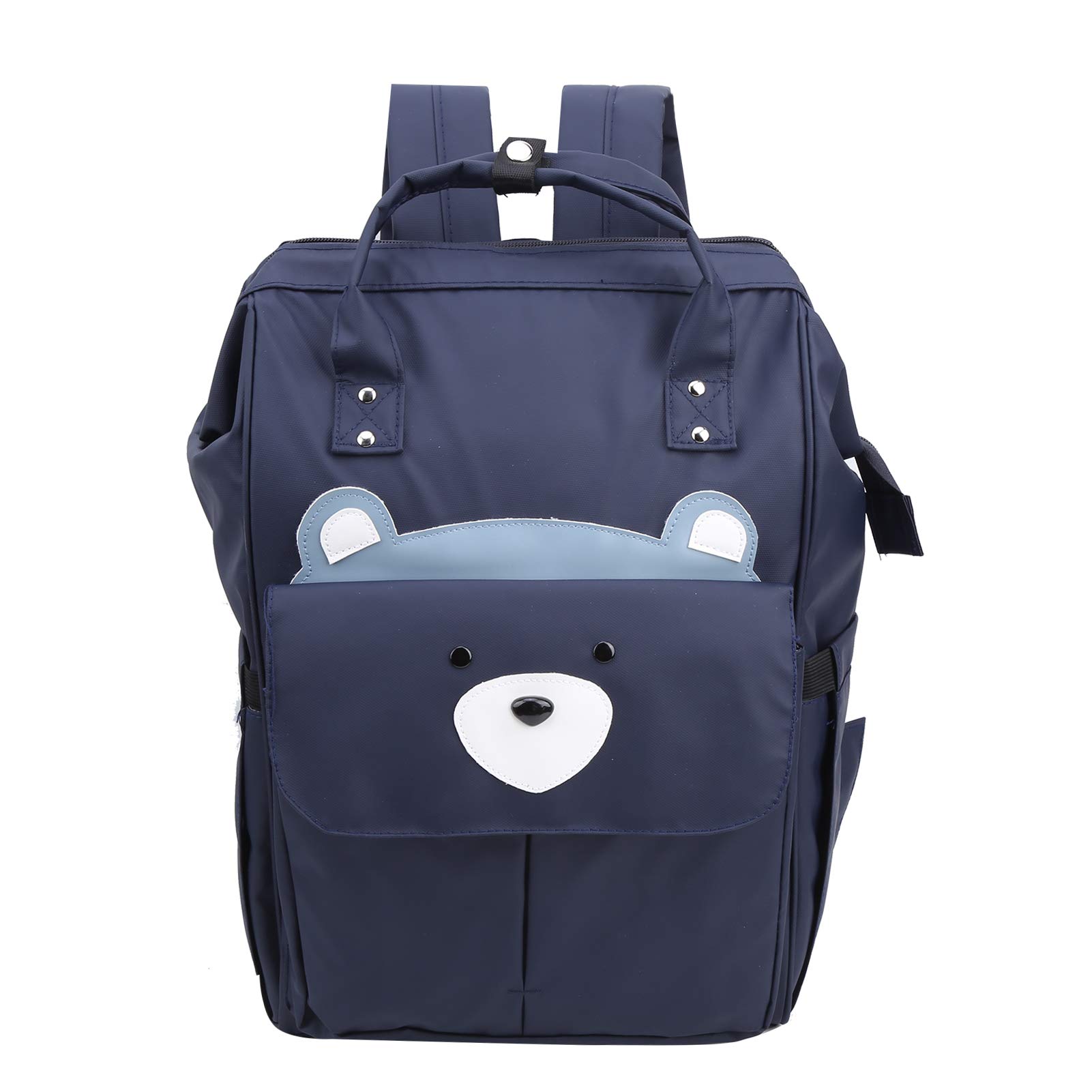 Baby Bag, Shoulders Bag Waterproof Double Zipper for Travel for Outdoor(Navy Blue Bear)-image-37
