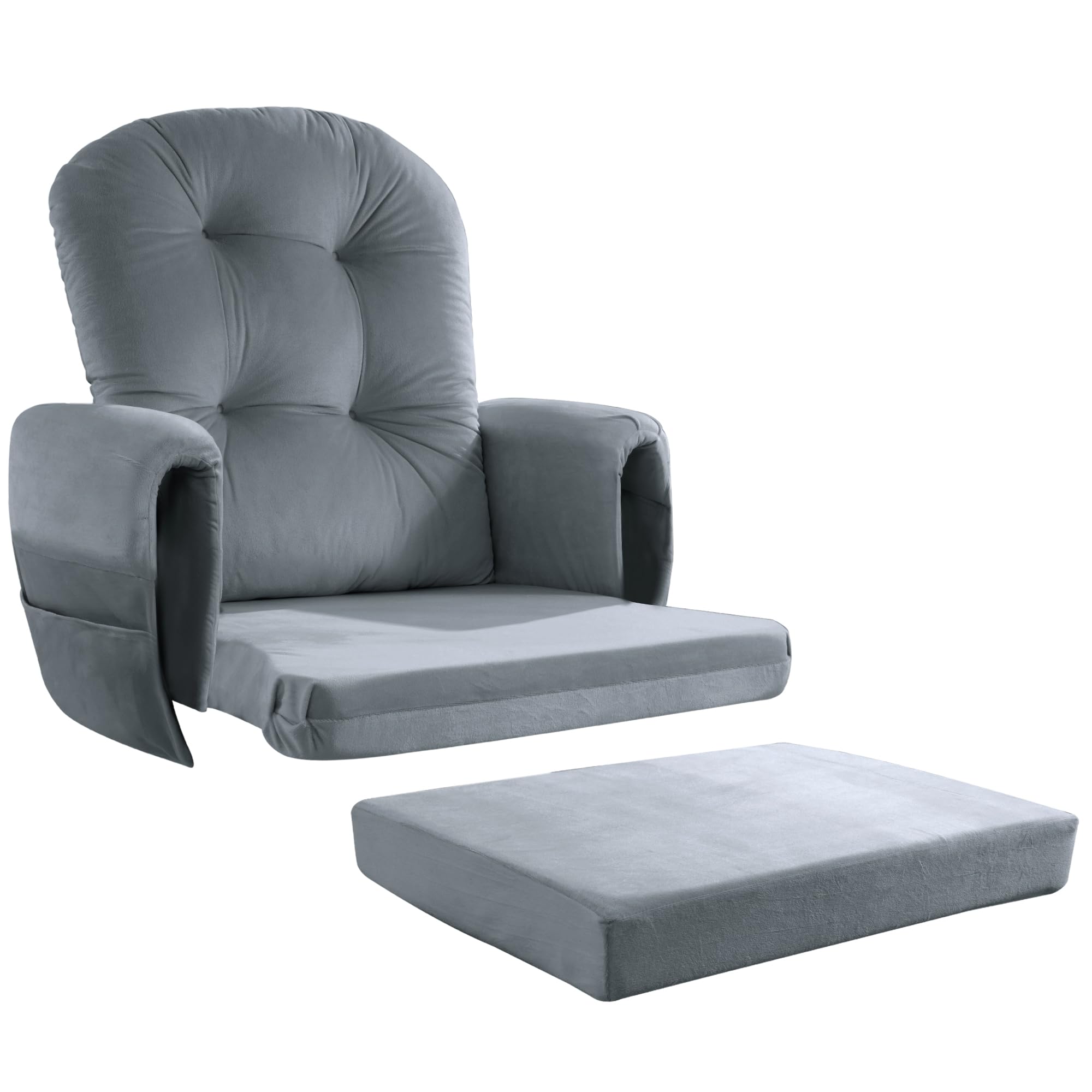 HOMBYS Glider Rocker Replacement Cushions 5 PCS with Storage Side Pocket, Velvet Fabric, Foam & Microfiber Filling, Non-Slip & Washable,Thickened & Supportive, Designed for Glider Rocking Chair