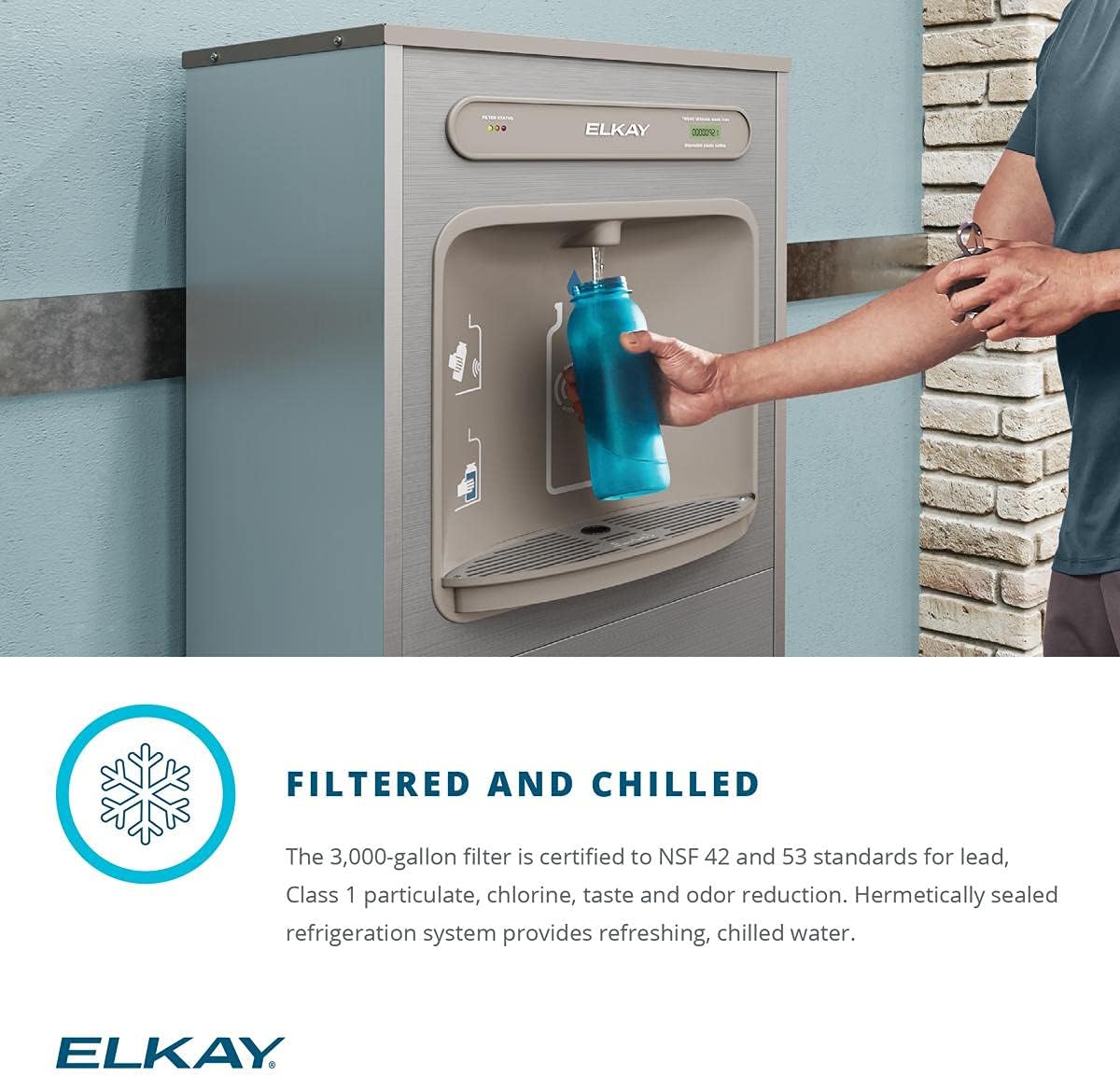 Elkay ezH2O Floor Standing Bottle Filling Station, Filtered Refrigerated Stainless Steel