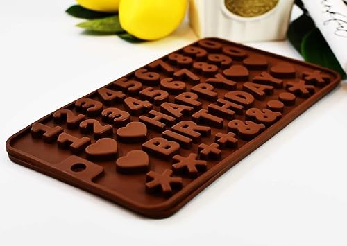 Miniatura 6 de Molde de silicona para chocolate de la A a la Z, bandeja para hornear de cumpleaños (2 unidades), antiadherente de grado alimenticio, sin BPA, apto