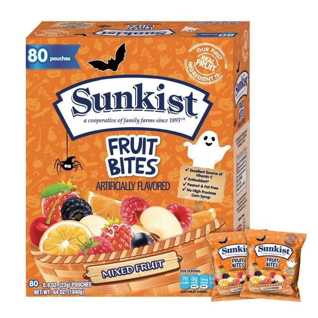 Halloween Fruit Snacks Variety Pack – 80 Count (64 oz) Individually Wrapped Halal, Peanut-Free, Fat-Free Bulk Candy for Trick or Treat (Mixed Fruits) (Halloween) - image 1