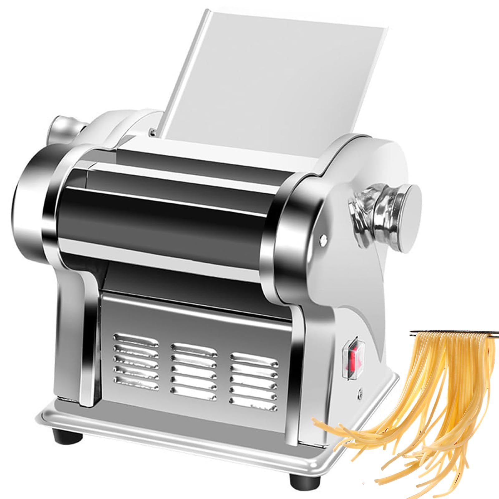 FHRKA Commercial Electric Pasta Maker Machine, 135W Automatic Noodle Maker with Adjustable Thickness 0.3–4mm, Stainless Steel Dough Roller (1)