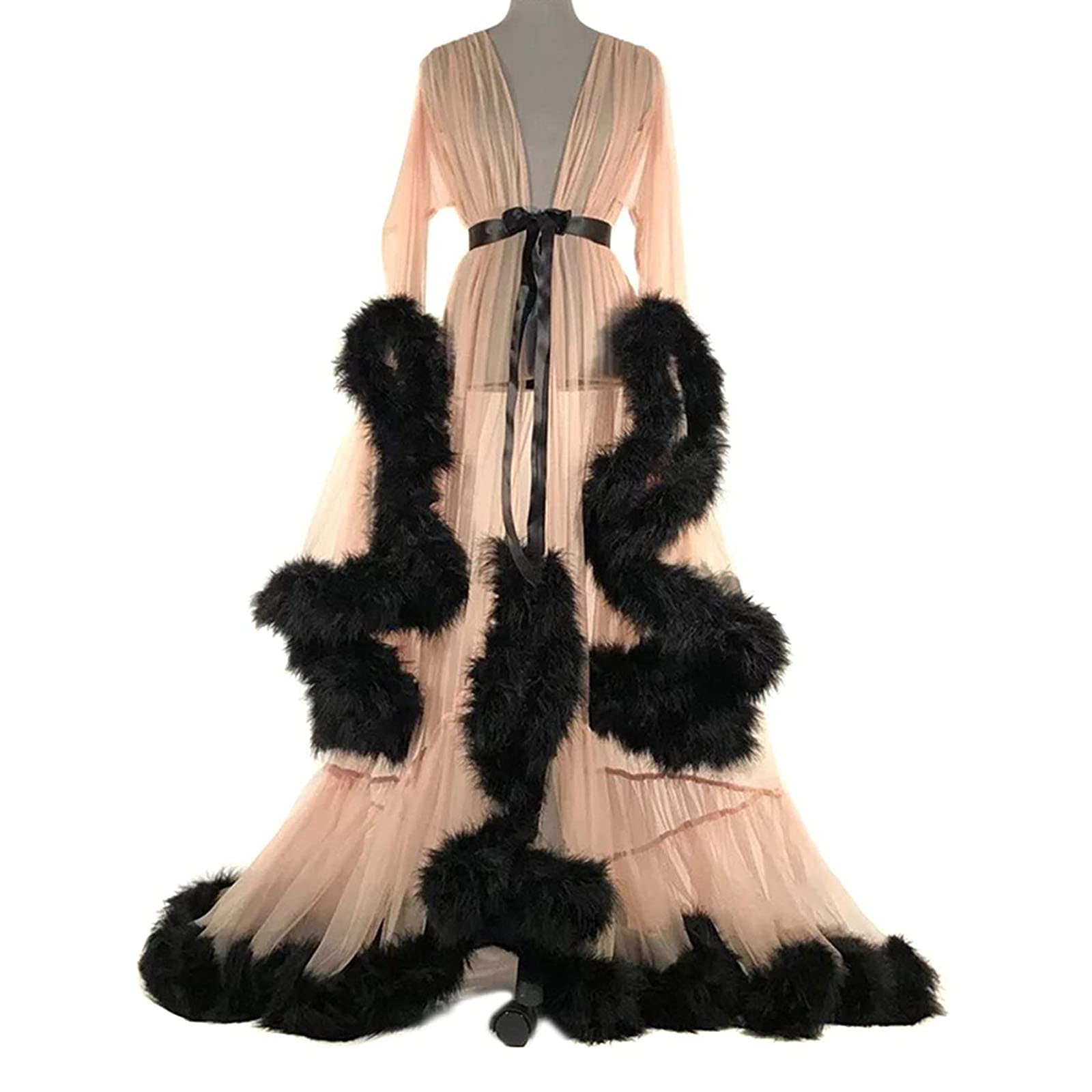 Women's Feather Tulle Robe Fancy Robes 