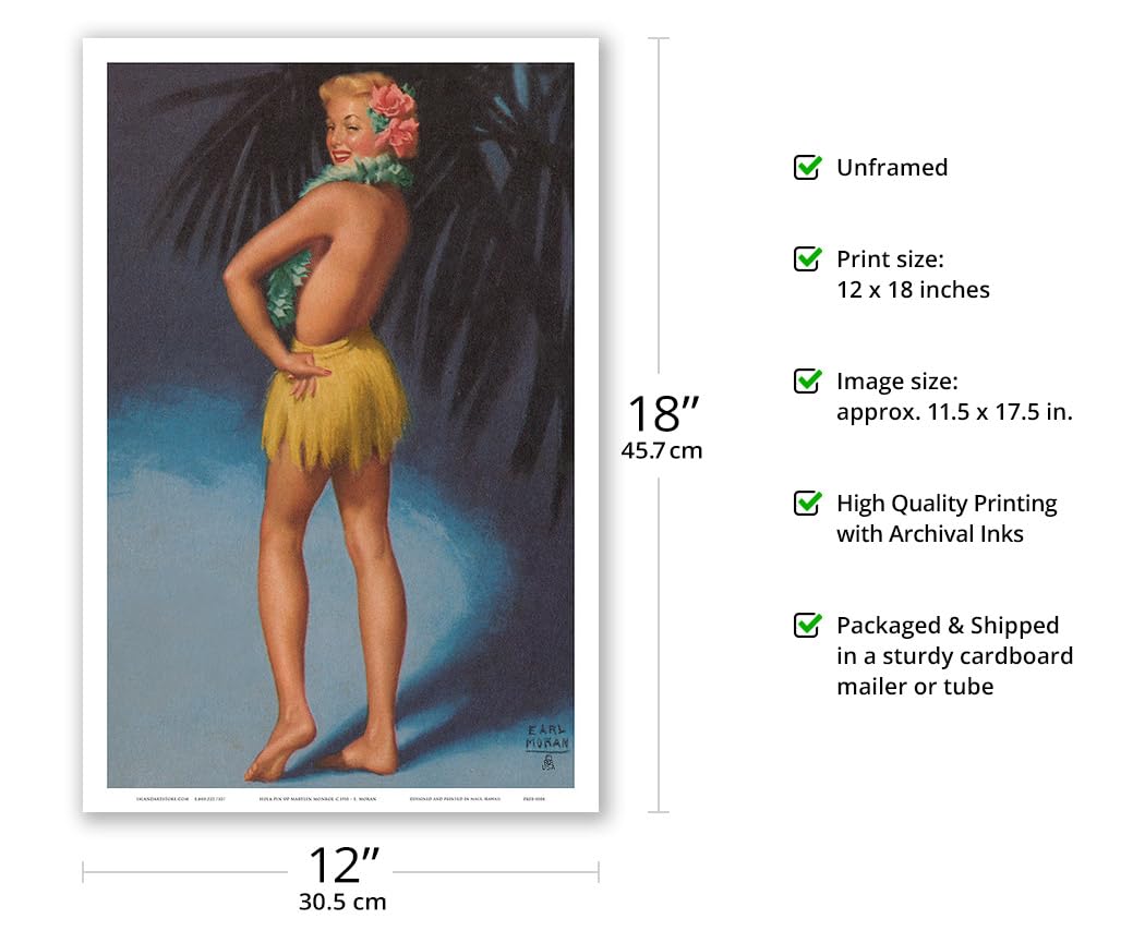 Amazon.com: Marilyn Monroe in Grass Skirt Lei - Vintage Pin Up