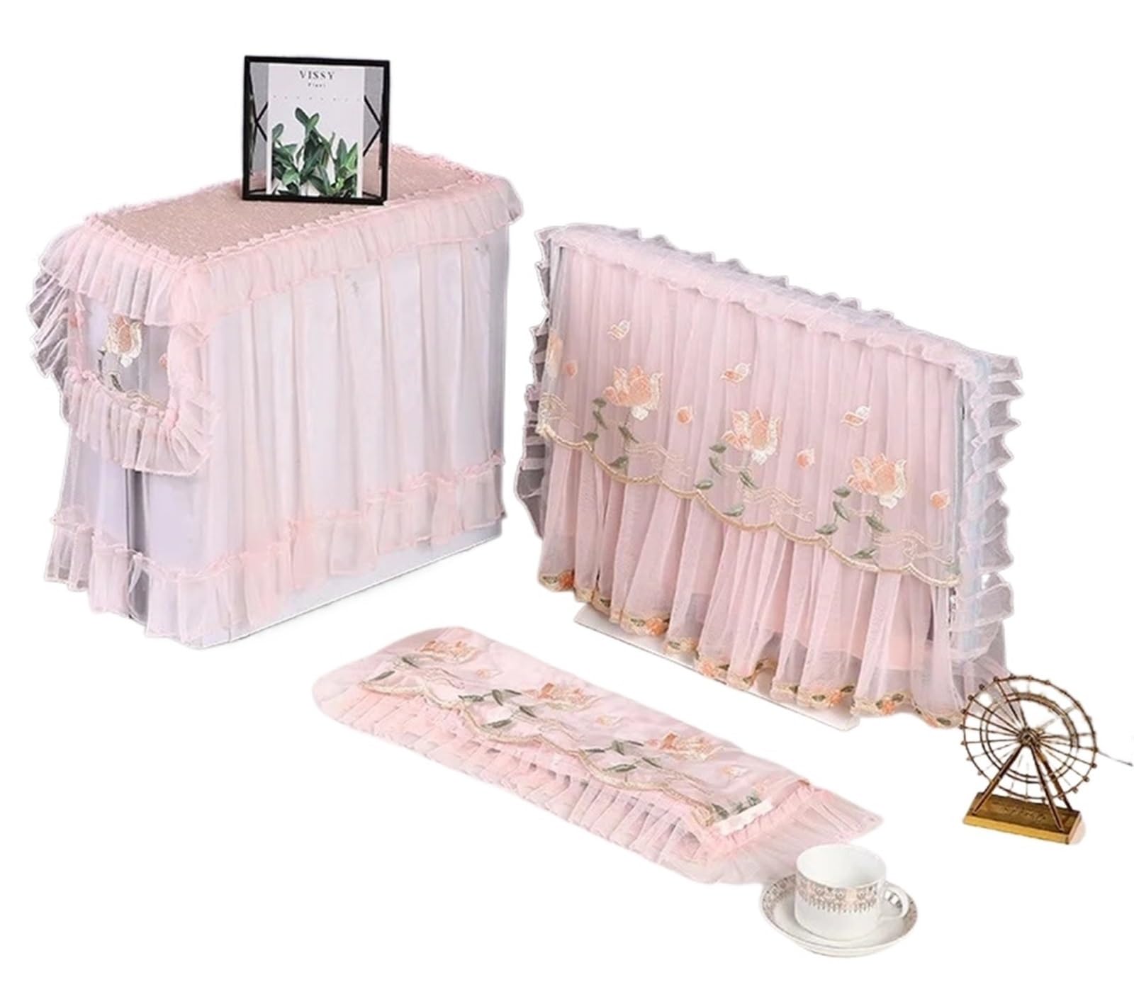 monitor cover cute 3Pcs/Set Lace Desktop Computer Dust Cover LCD Monitor Keyboard Cloth Host Covers