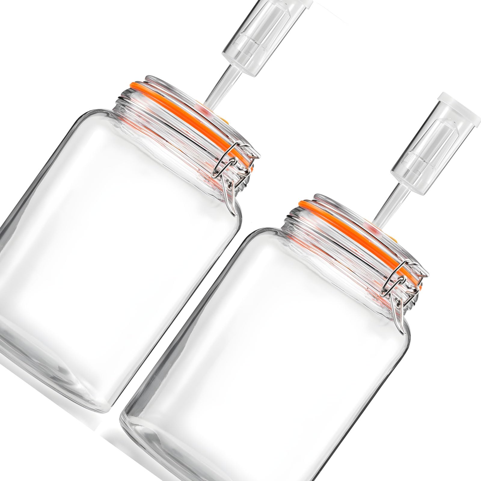 Kalttoy Of 2 Large 2L Glass Fermentation Bottles with Airlocks Gate for Homebrewed Sauerkraut Pickles Kombucha and Fermented Food Pickling Jar