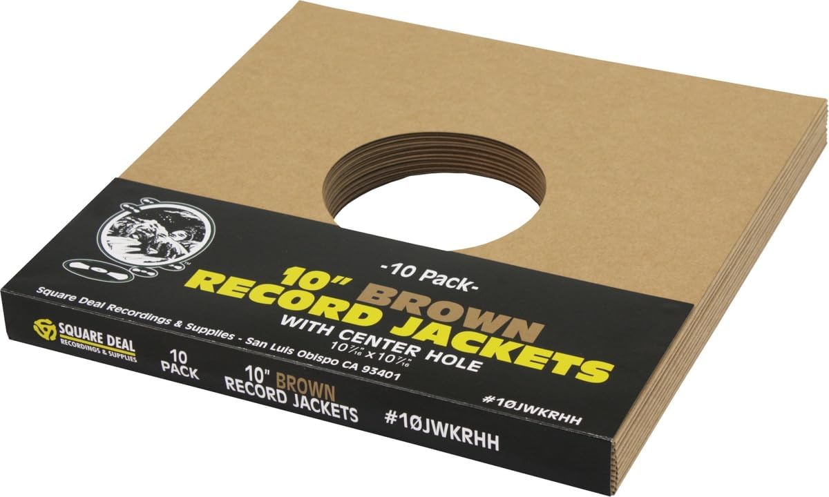 10" Record Jackets - Kraft Brown - with Hole (50)