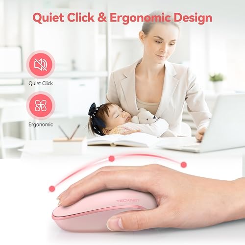 Miniatura 3 de TECKNET Wireless Mouse, 2.4G Quiet Computer Mouse with USB Receiver, 4 Buttons Portable Cordless Mice for Chromebook, Laptop, PC, Mac, 80012001600