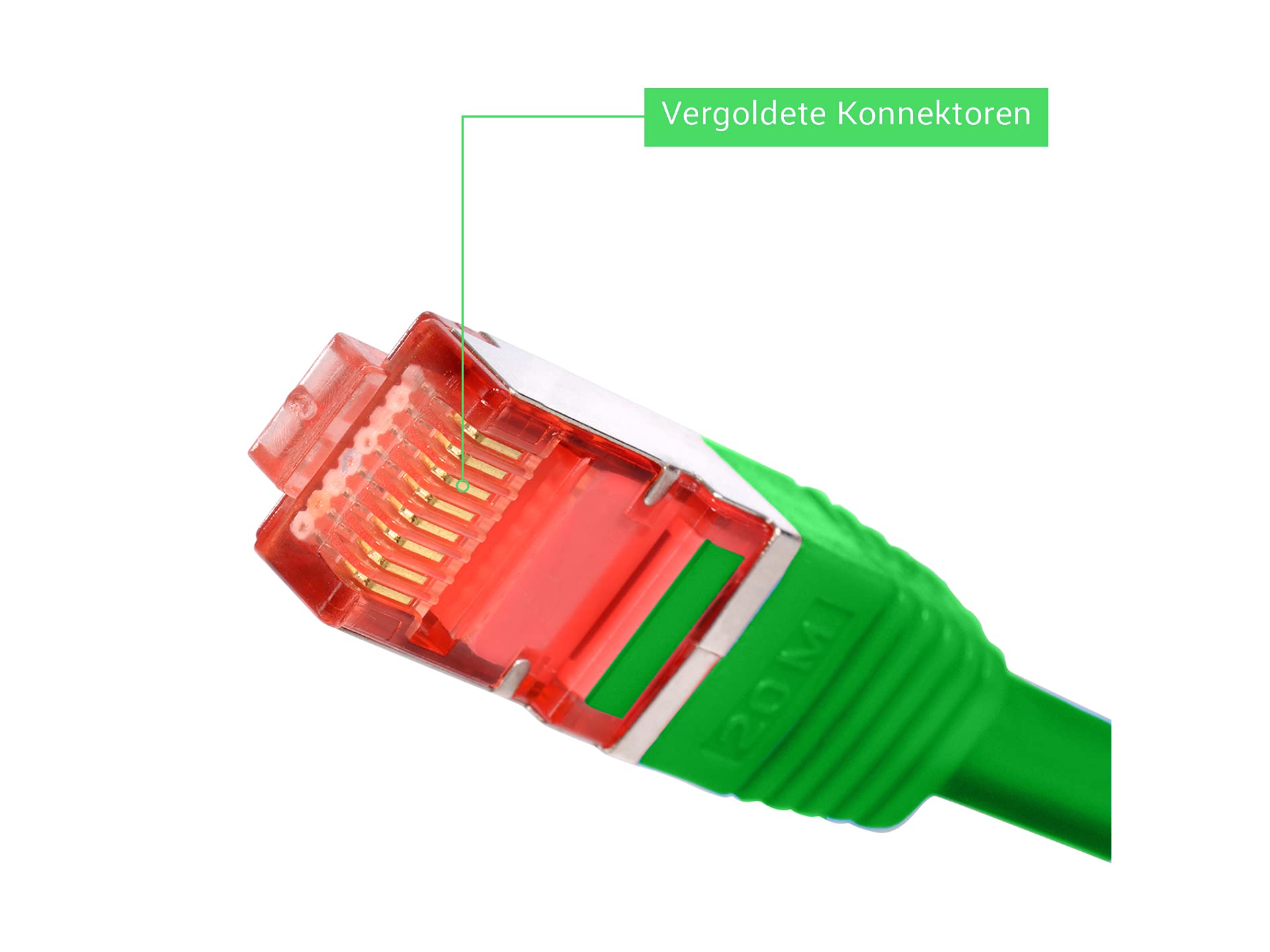 Cat.6, Set cavo Ethernet, cavo Ethernet CAT6, cavo patch Cat.6, cavo LAN Cat.6, cavo di rete Cat.6, cavo di rete ethernet gigabit con protezione antipiega; cavo patch schermato, cavo internet Verde / 10 pz 7,50 m