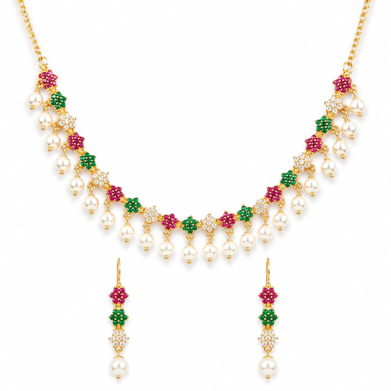 Necklace Set for Women | Gold Plated Choker Set | Traditional Jewelry Set with Matching Earrings | Jewellery Set | Gift For Women | Ideal for Weddings, Parties & Festive Occasions-image-12