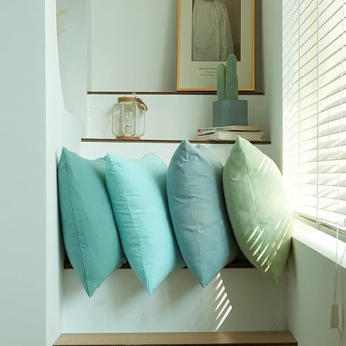 WEMEON Juego de 4 fundas de almohada de 18 x 18 pulgadas, almohadas de color liso, suaves, decorativas, cuadradas, para sofá, dormitorio, auto