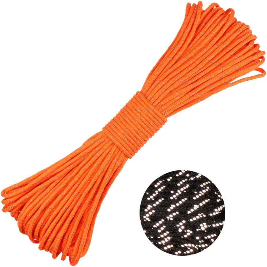 GeGeDa Reflective Paracord 9 Core 550 Parachute Cord Camping Cope 100FT