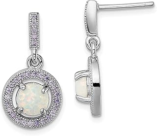 Brincos de prata esterlina 925 opala sintética roxa zircônia cúbica CZ Post Stud Brincos Drop Dangle Joias finas para mulheres presentes para ela, Prata esterlina, Opala sintética Zircônia cúbica