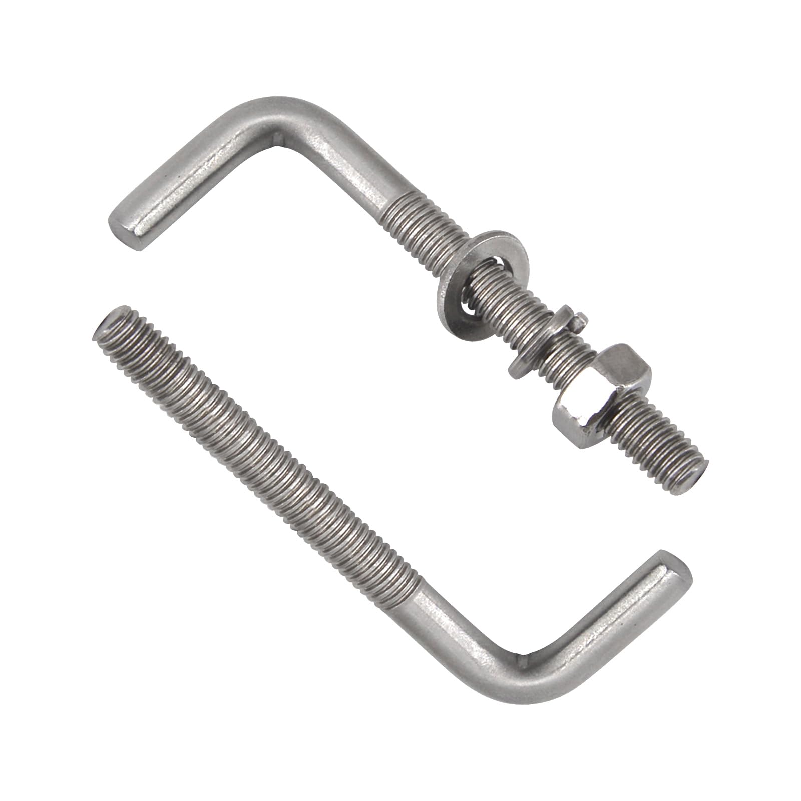 Confezione da 30 bulloni di ancoraggio quadrati M4 x 33 mm a forma di L, in acciaio inossidabile 304, ad angolo retto, con rondelle e dadi