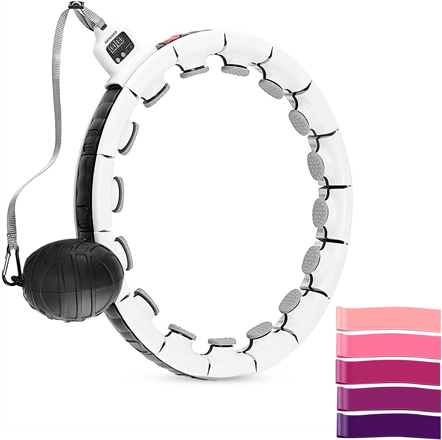 Weighted Hula Hoop Set Resistance Bands, Detachable Knots Infinity Hoop Plus Size