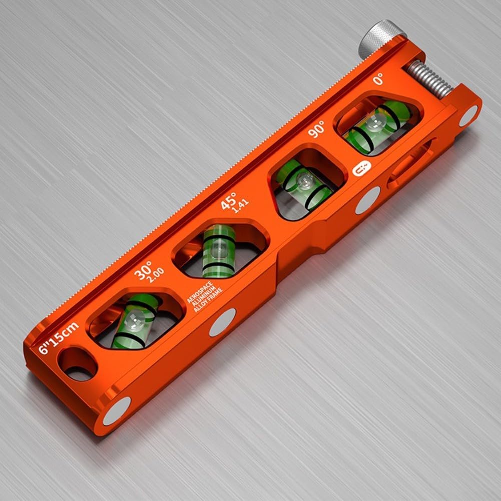 6 pulgadas para mini nivel, alto para nivel de torpedo con escala magnética de ranura en V para tuberías y metalurgia (naranja)
