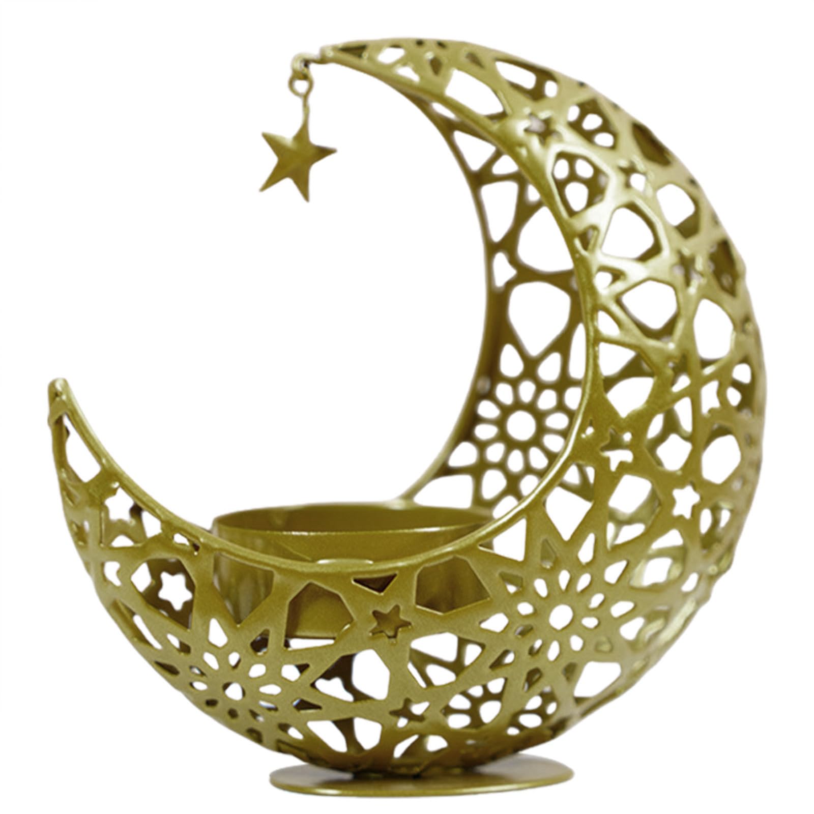 Buxuaaaa TeaLight Stand Hollow-out Holder Create Atmospheres Crescents Shapeds Candlestick Home Decoration Hollow Iron Holder