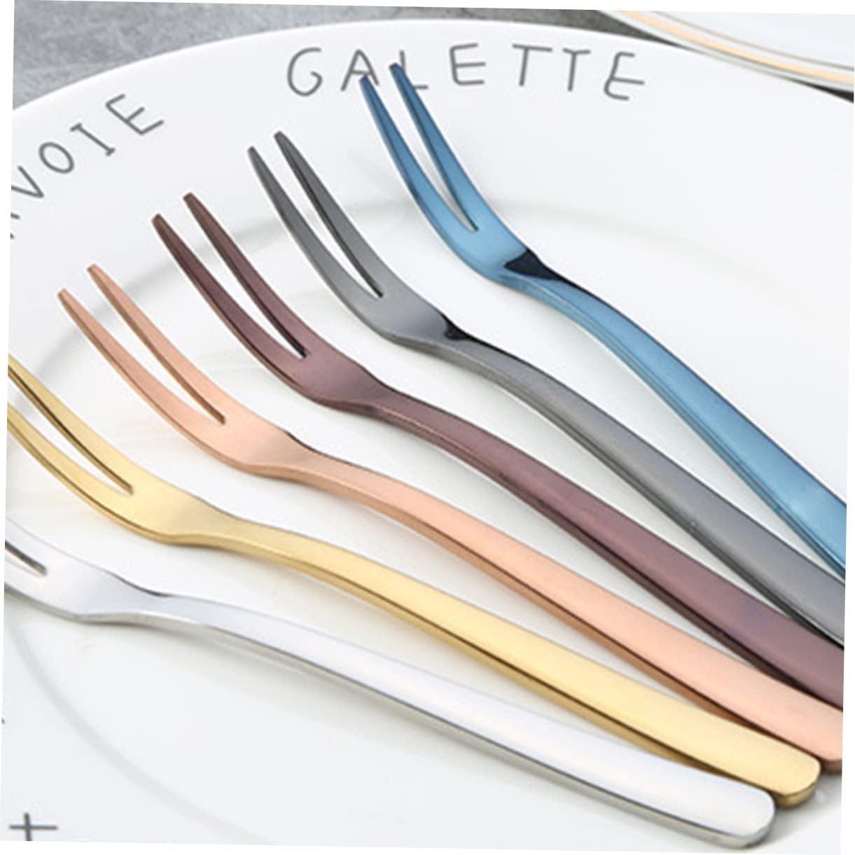 Ciieeo 18 Piezas pastel de moda tenedor de postre tenedor de fruta vistoso es postre es con estilo de e de acero inoxidable estilo europeo de frutas