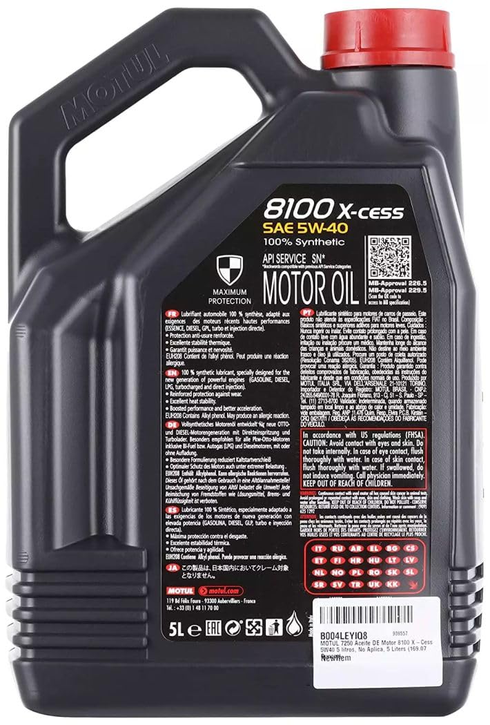 Motul 102870 - Aceite de motor 8100 X-cess (5W40, 5L)