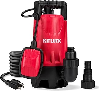 KITLUCK Sump Pump, 1HP 3500GPH Submersible Water Pump with Float Switch, 20ft Rubber Cord, Portable Handle, Sump Pump for Pool Draining, Remove Clean/Dirty Water for Flood Basement, Garden, Pond, Tub