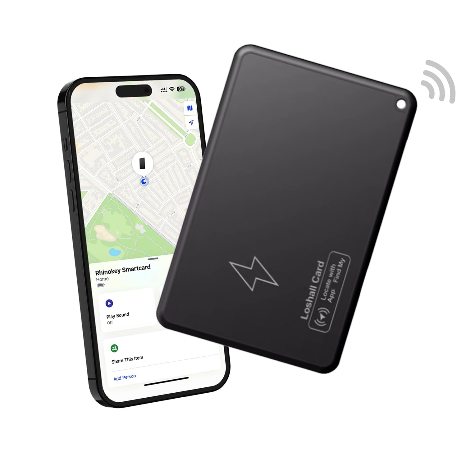 Air-Tag Wallet Tracker Card, Ultrathin GPS Tracker for Wallets Work with Apple Find My (iOS Only), Wireless Charging Tracking Device for Wallet, Luggage, Key, Passport (Black) (F05)