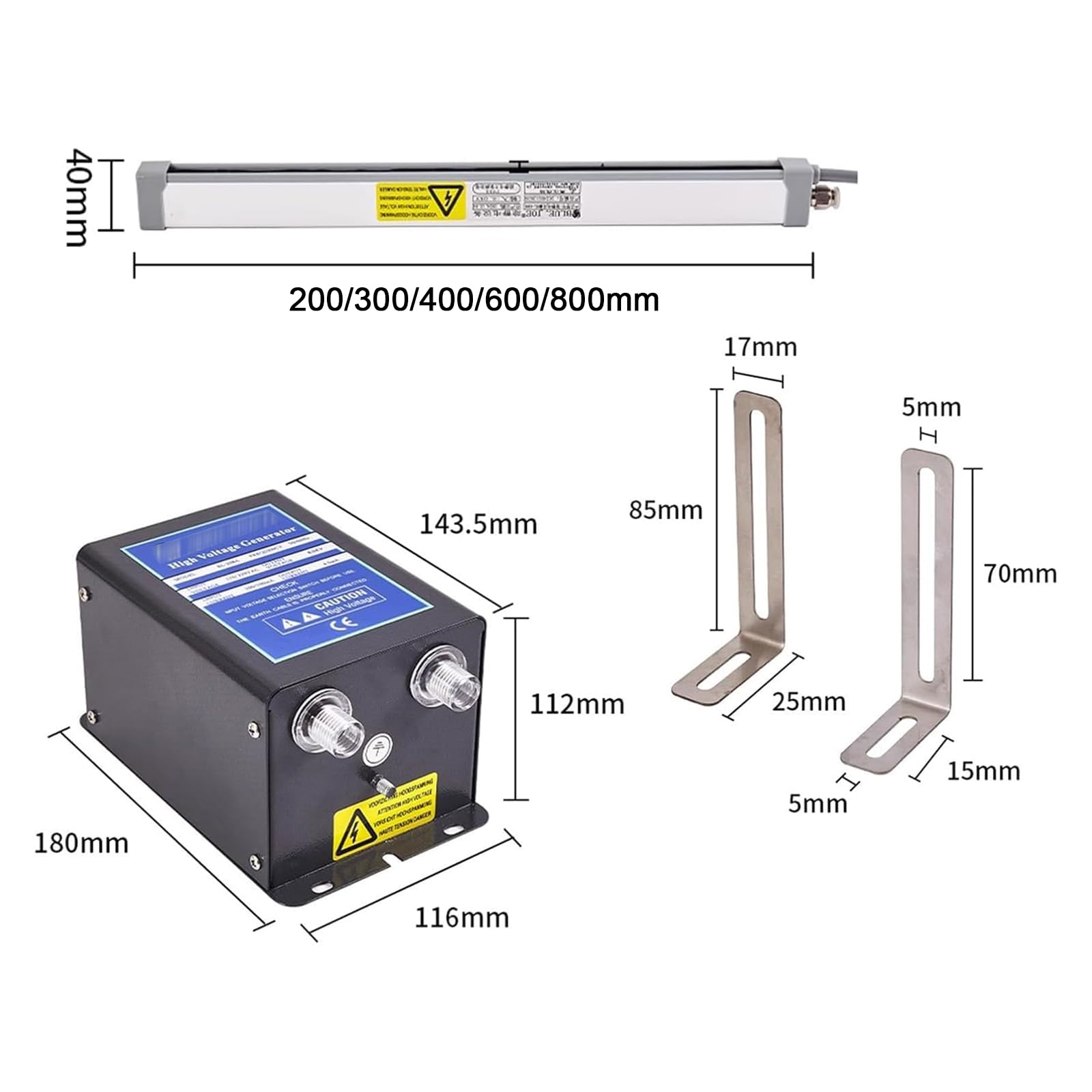 Eliminator antystatyczny, jonizujący pręt powietrzny, 40-70PSI, generator wysokiego napięcia 8KV, stop aluminium, igła jonowa ze stali wolframowej do elektroniki, tworzyw sztucznych, tekstyliów
