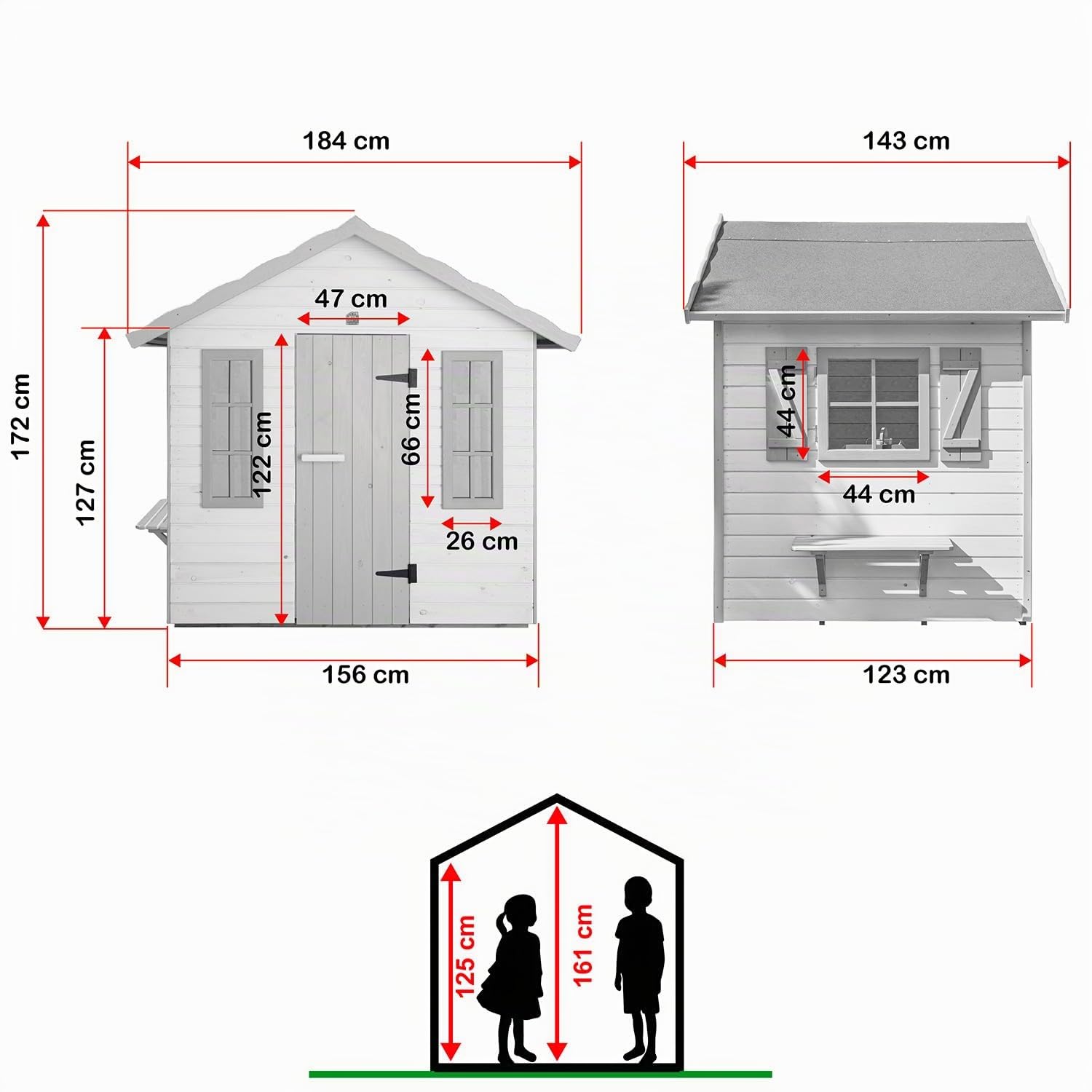 Casas Green House | Casita Infantil de Madera Exterior CAM | Colores Personalizados | 184 x 143 x 172 A