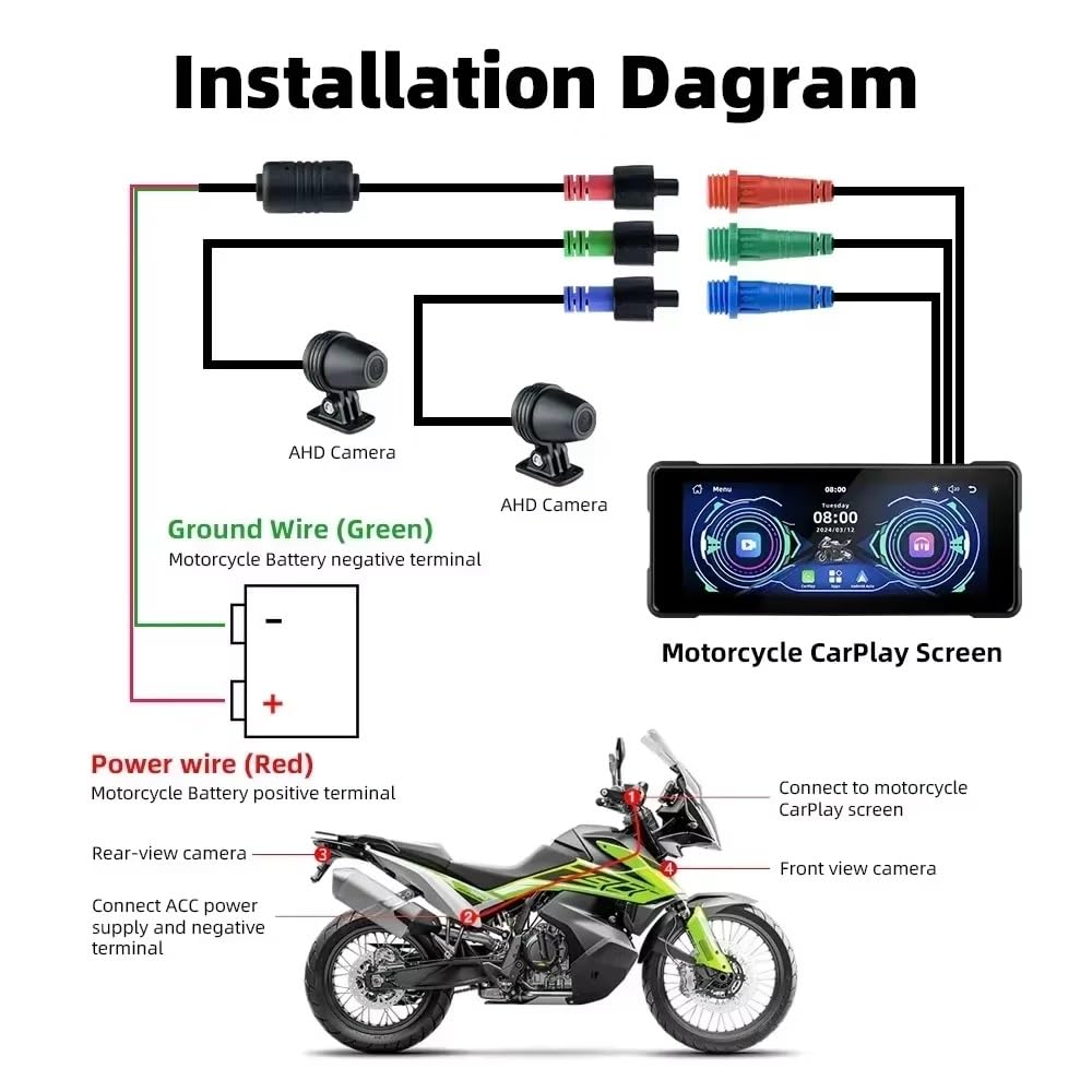 Nawigacja motocyklowa Carplay z wyświetlaczem 7" z systemem Android, w zestawie kamera i dvr z okrągłym mocowaniem kierownicy 7 cali prezent świąteczny z uchwytami samochodowymi i motocyklowymi