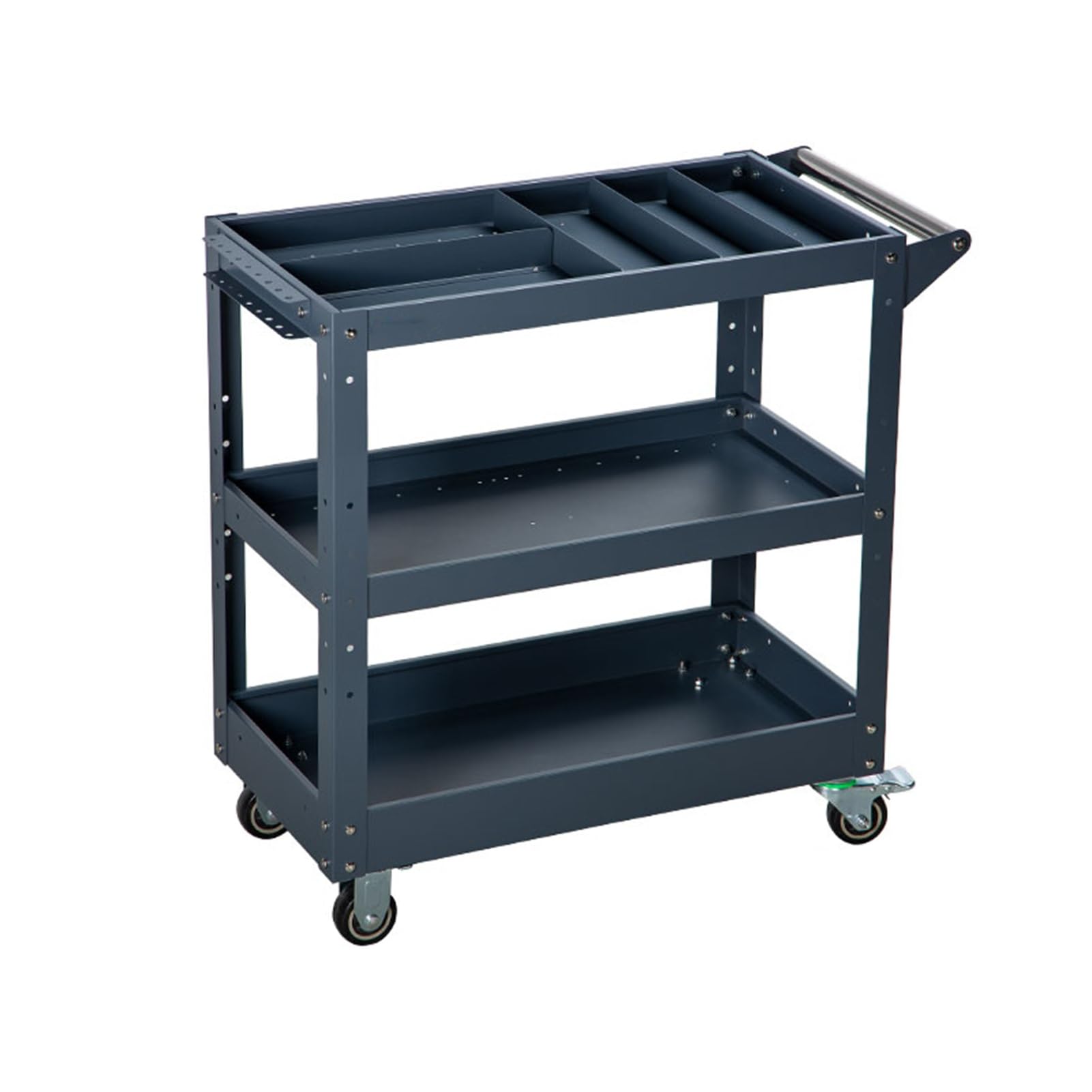 Heavy-Du Chariot à outils noir avec roues verrouillables et poignée – Ga nizer pour les besoins d'entrepôt et de service Worhop – Chariot utilitaire polyvalent